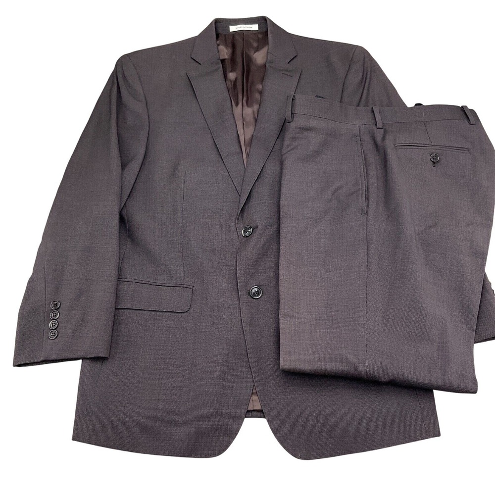 Joseph Abboud Men Suit 40R 32W 29L‎ Brown Glen Plaid Classic Career Wool